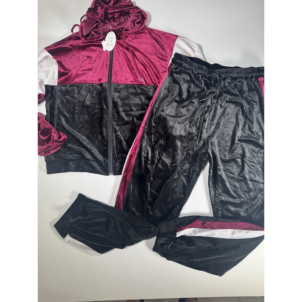 Shoreline Color Block Pocket Velvet Hoodie & Drawstring Joggers Sz XL